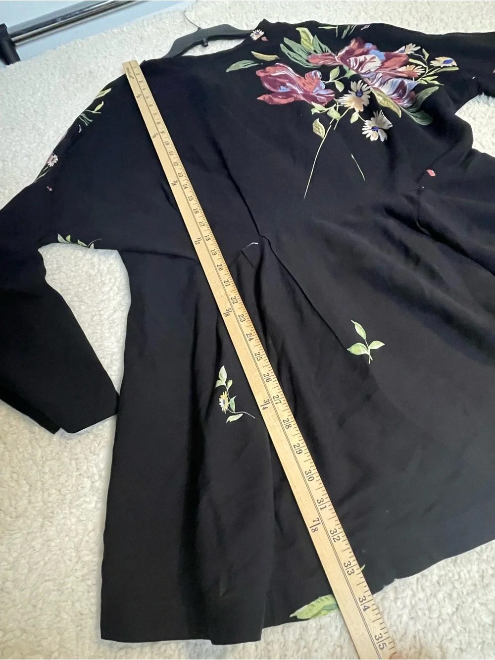 Free People Gemma Printed Tunic Mini Dress Size L Black Floral Open Back Boho